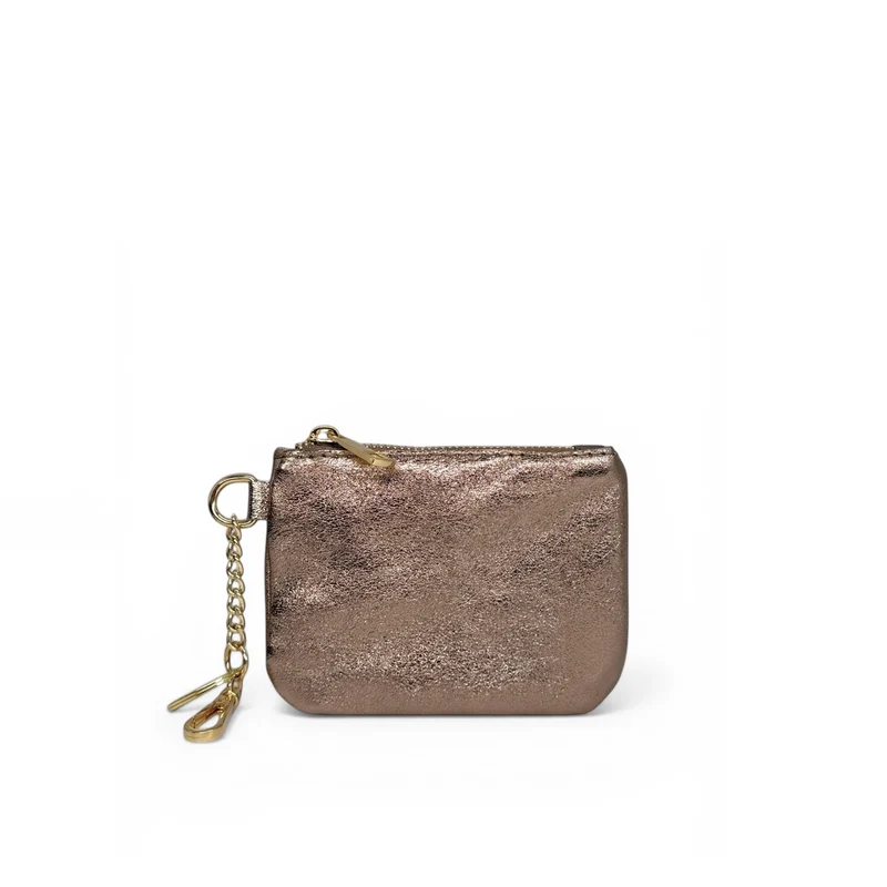 Porte-monnaie porte-clés en cuir irisé POCKET GLOW Champagne