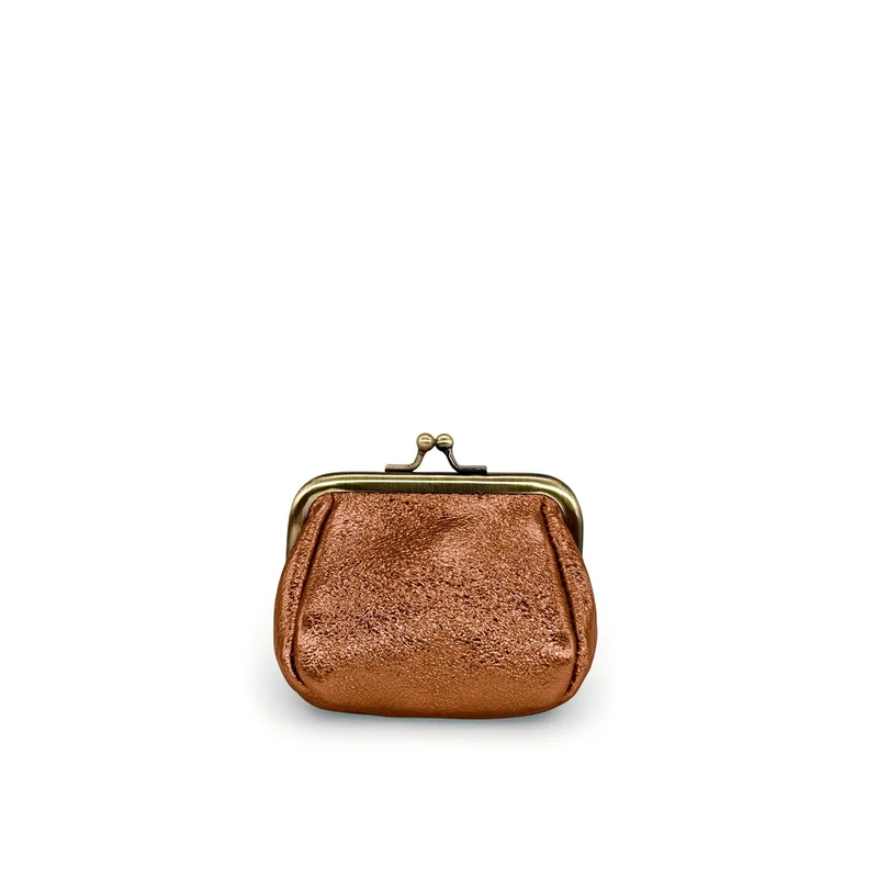 Pochette porte-monnaie en cuir irisé REINETTE Marron bronze