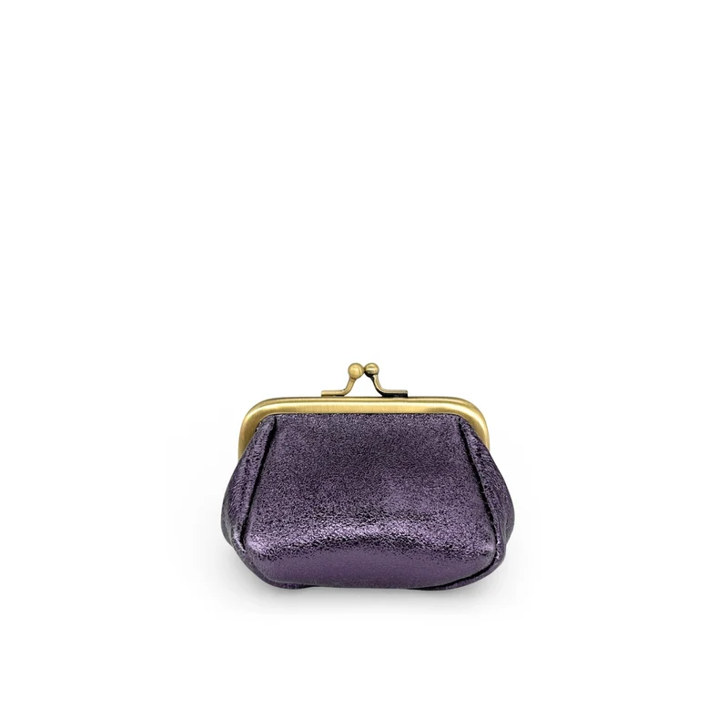 Pochette porte-monnaie en cuir irisé REINETTE Améthyste