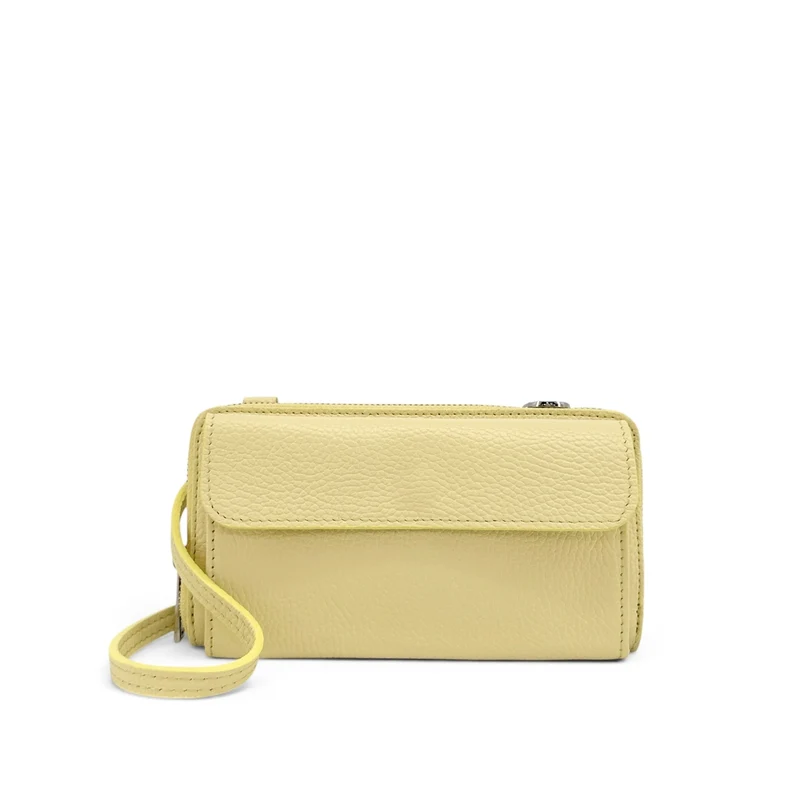 Sac portefeuille à bandoulière en cuir grainé CITY Soft jaune