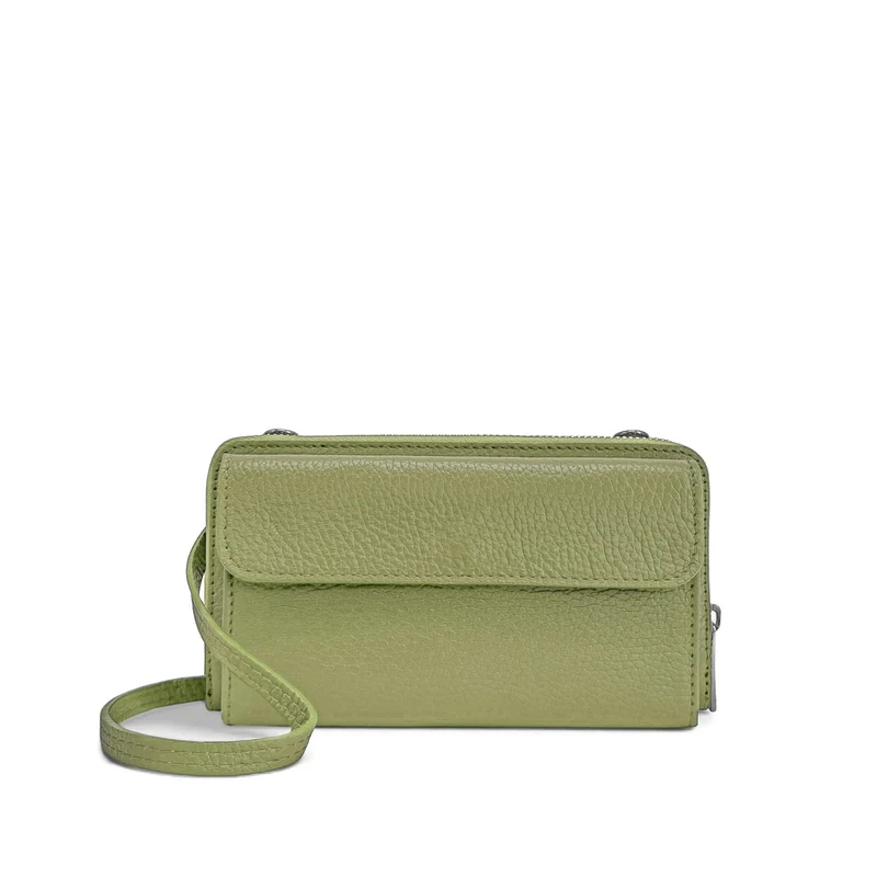 Sac portefeuille à bandoulière en cuir grainé CITY Vert matcha latte