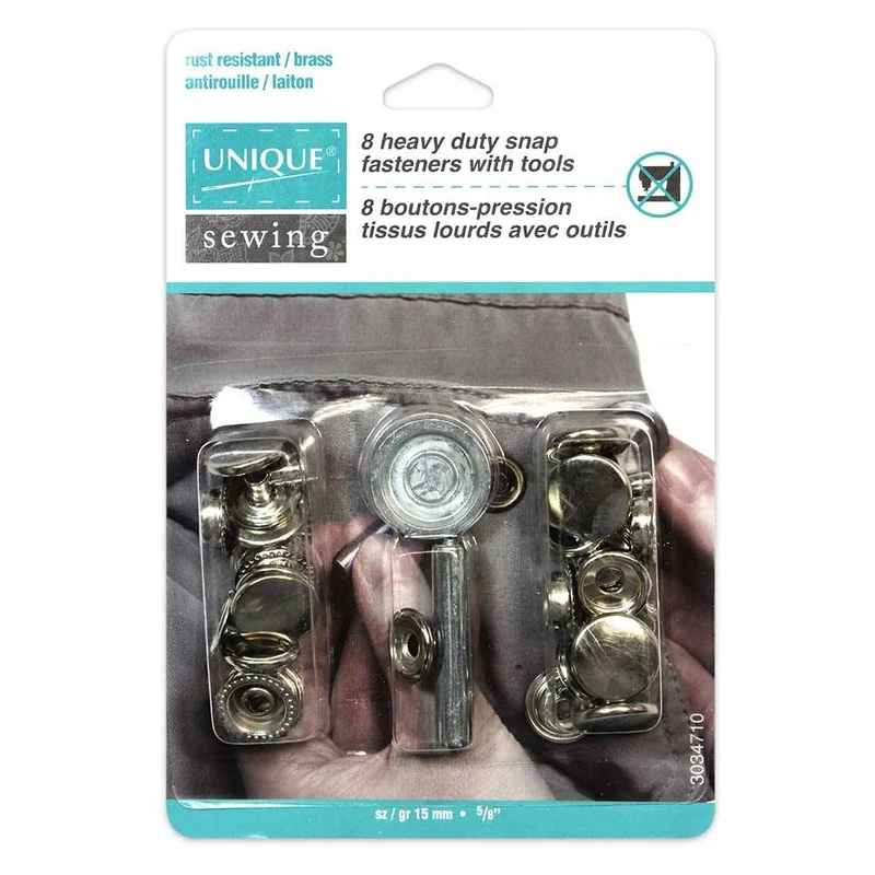 UNIQUE | Kit de boutons-pression robustes avec outil | 15 mm (5⁄8″)