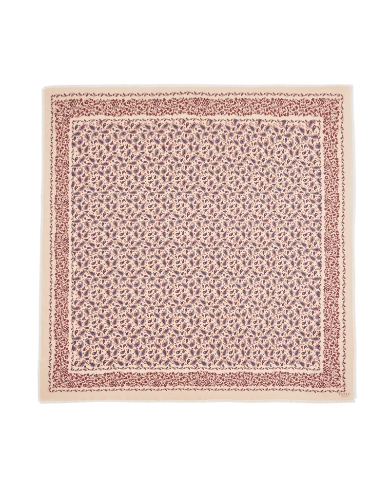 Paisley Folk Square Scarf in Caramel