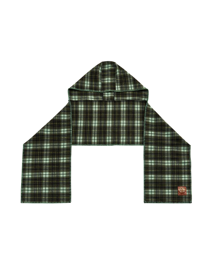 Check Hooded Scarf in Green