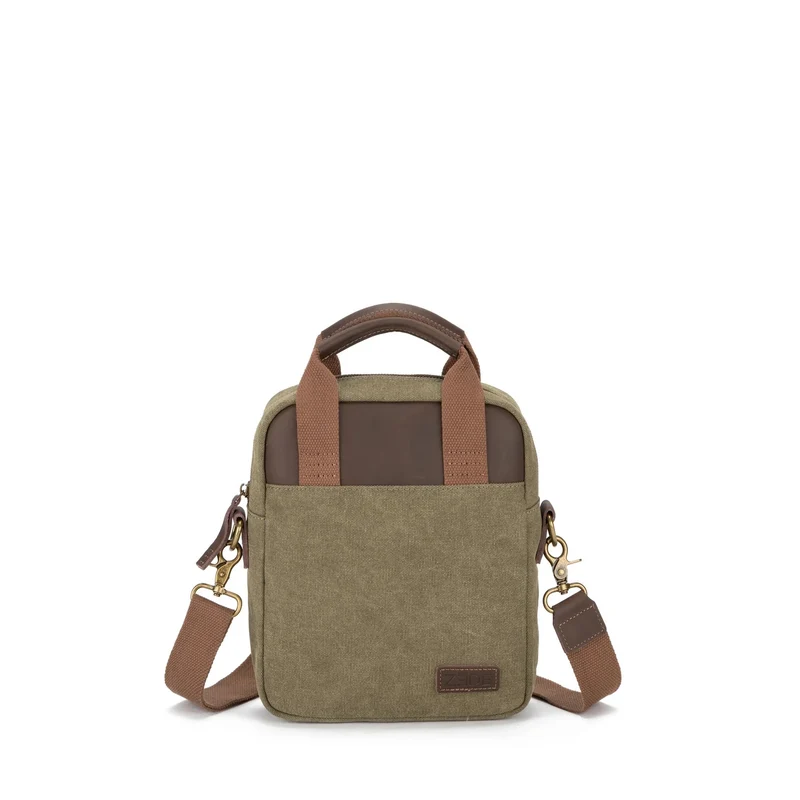 Sacoche en toile et cuir VANEAU Vert olive