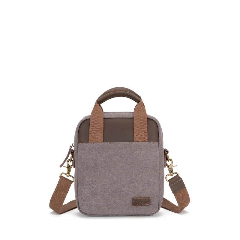 Sacoche en toile et cuir VANEAU Gris taupé