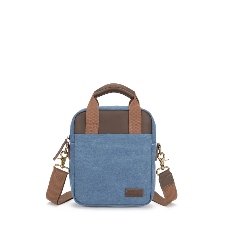 Sacoche en toile et cuir VANEAU Bleu denim
