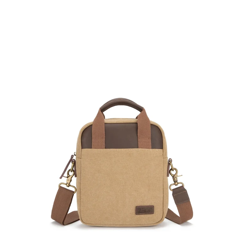 Sacoche en toile et cuir VANEAU Beige foncé