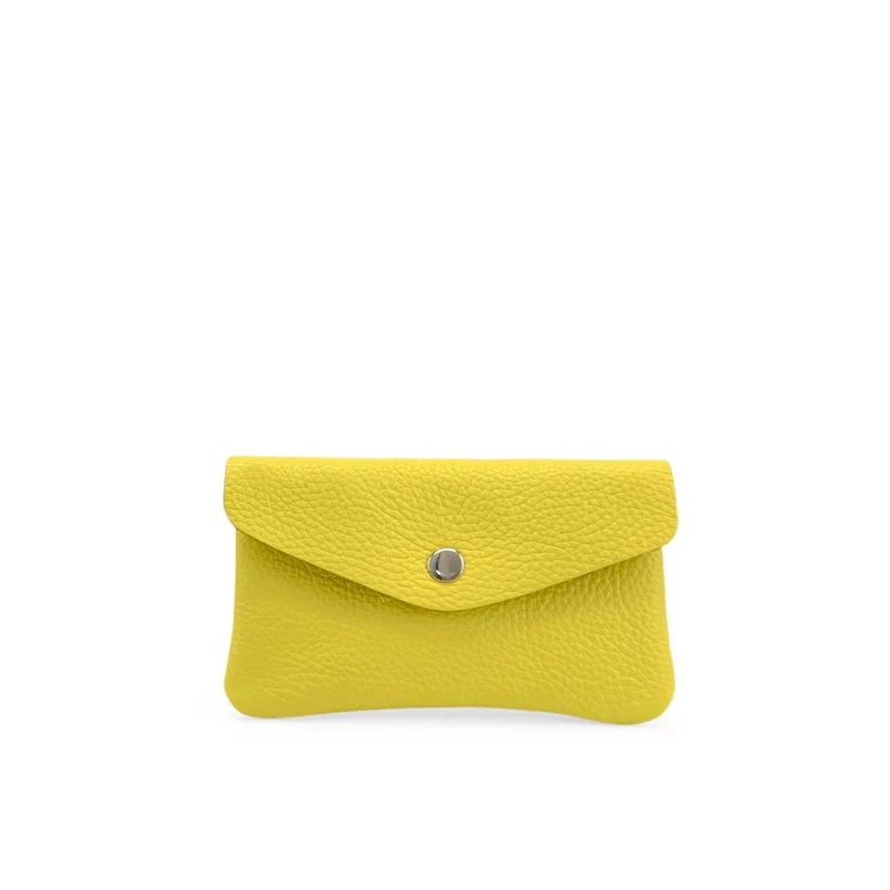 Pochette porte-monnaie en cuir grainé COMPO Jaune citron