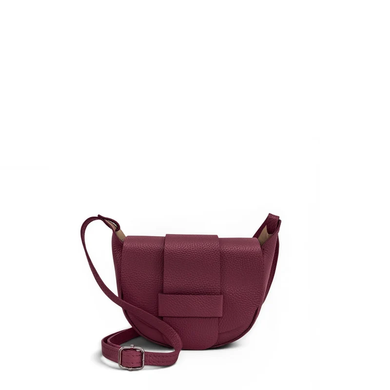 Mini sac besace en cuir grainé LOLLY Prune