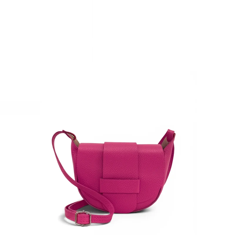 Mini sac besace en cuir grainé LOLLY Rose fuchsia