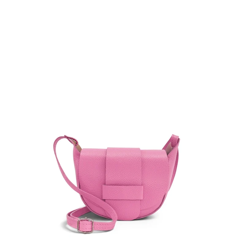 Mini sac besace en cuir grainé LOLLY Rose bubble gum