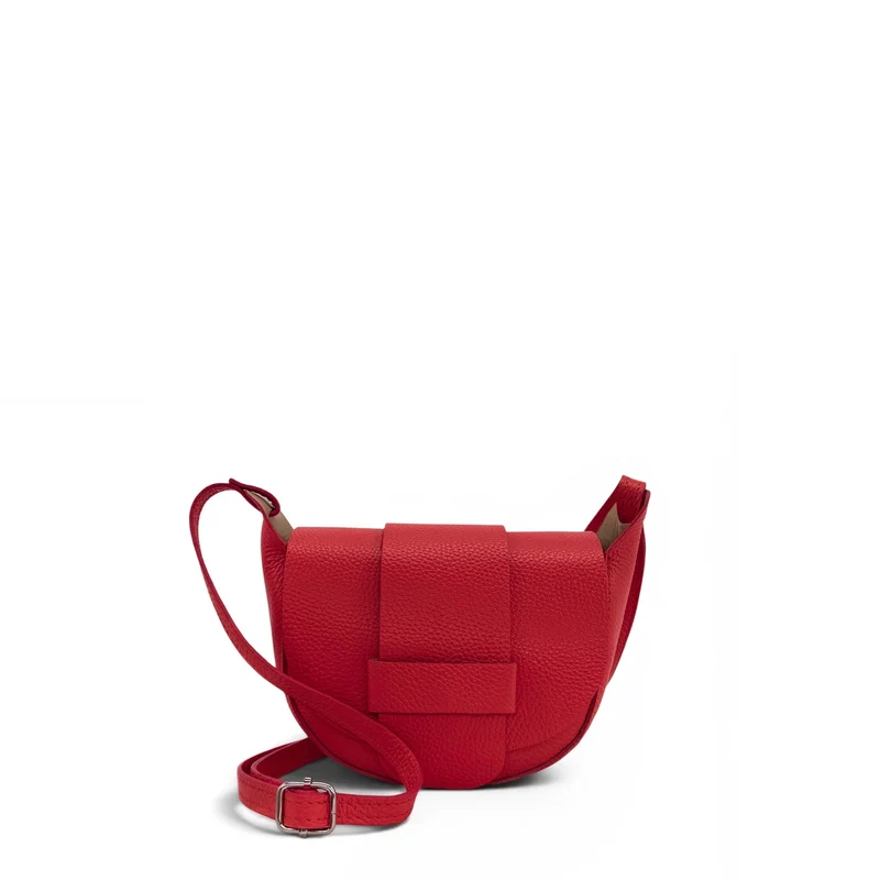 Mini sac besace en cuir grainé LOLLY Rouge garance