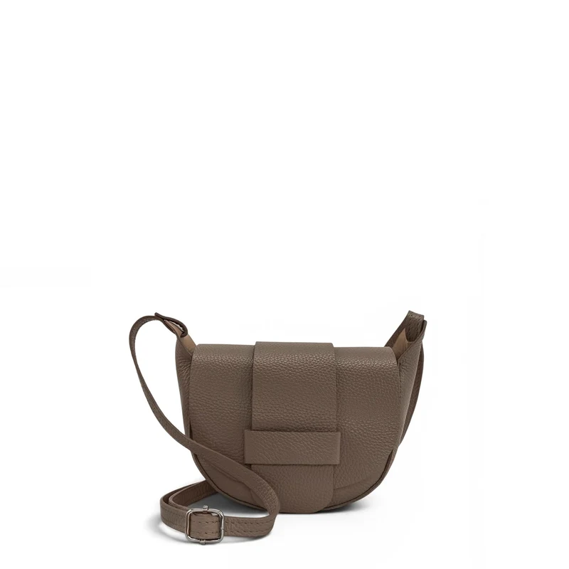 Mini sac besace en cuir grainé LOLLY Taupe foncé