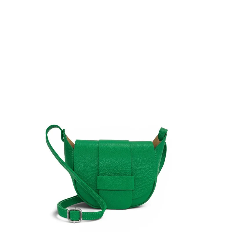 Mini sac besace en cuir grainé LOLLY Vert anglais