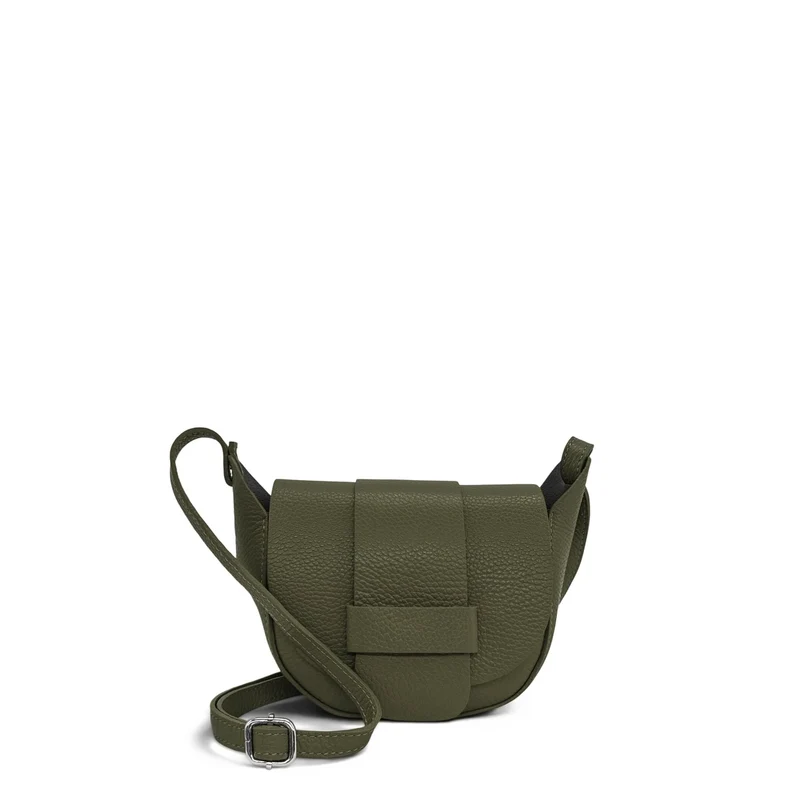 Mini sac besace en cuir grainé LOLLY Vert kaki
