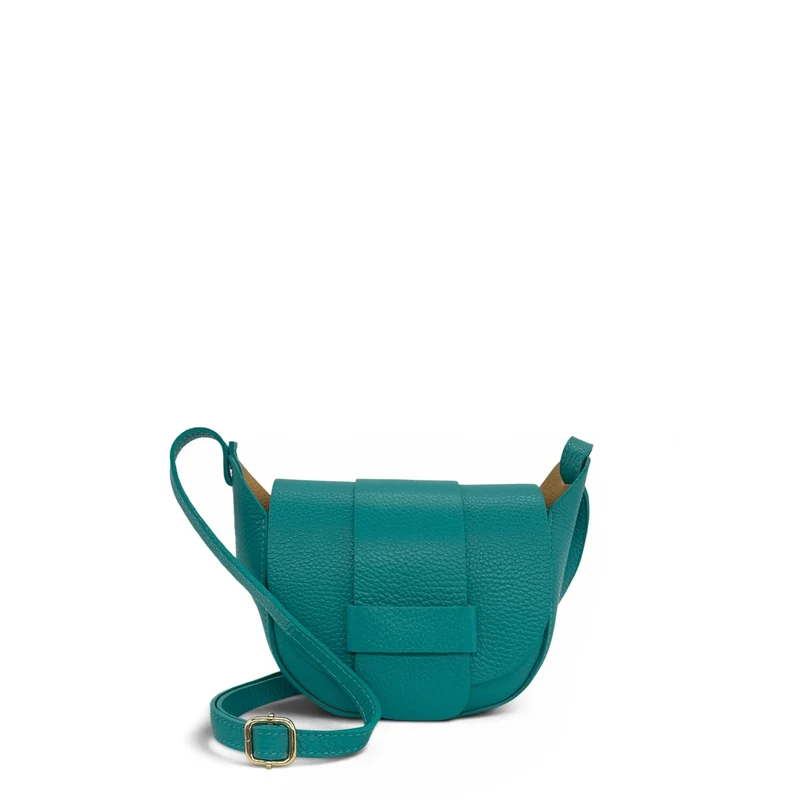 Mini sac besace en cuir grainé LOLLY Bleu des mers du sud