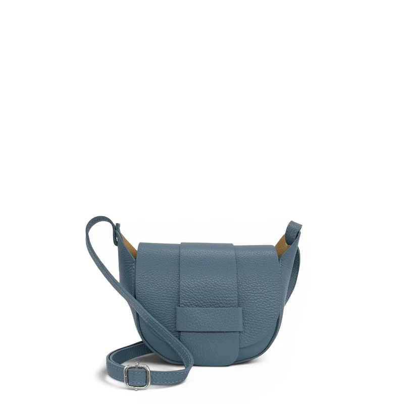 Mini sac besace en cuir grainé LOLLY Bleu glacier