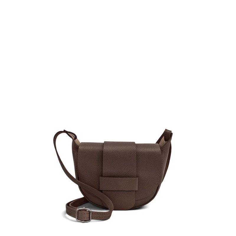 Mini sac besace en cuir grainé LOLLY Marron chocolat