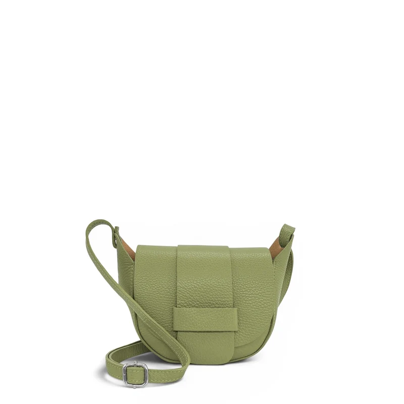 Mini sac besace en cuir grainé LOLLY Vert matcha latte