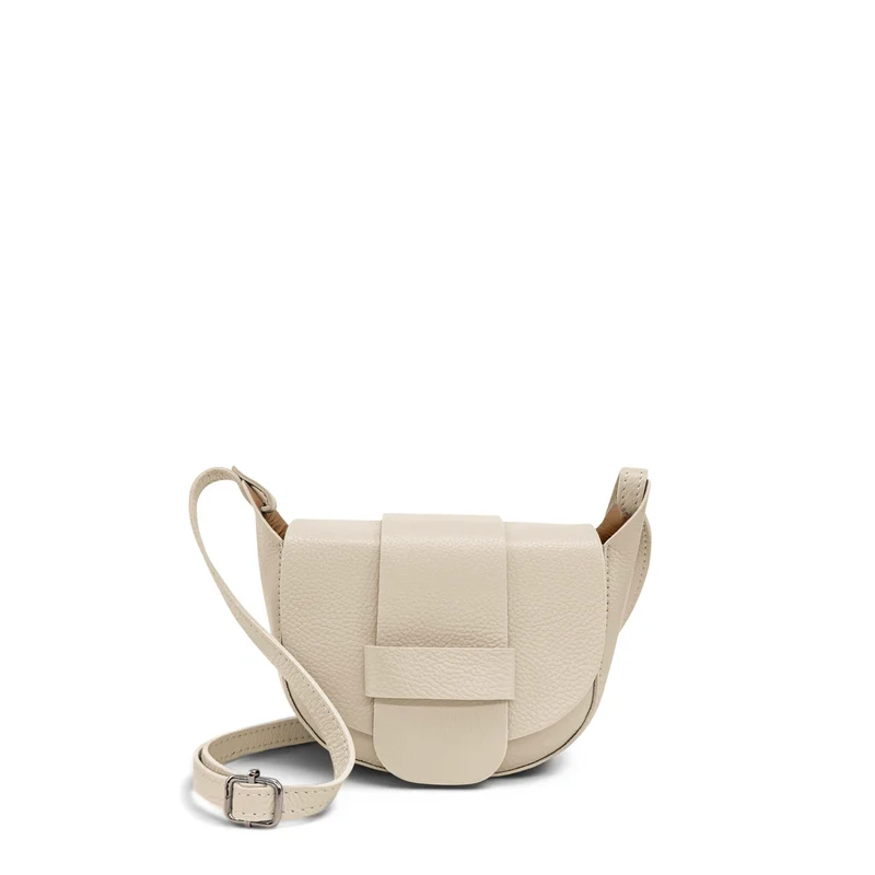 Mini sac besace en cuir grainé LOLLY Beige crème