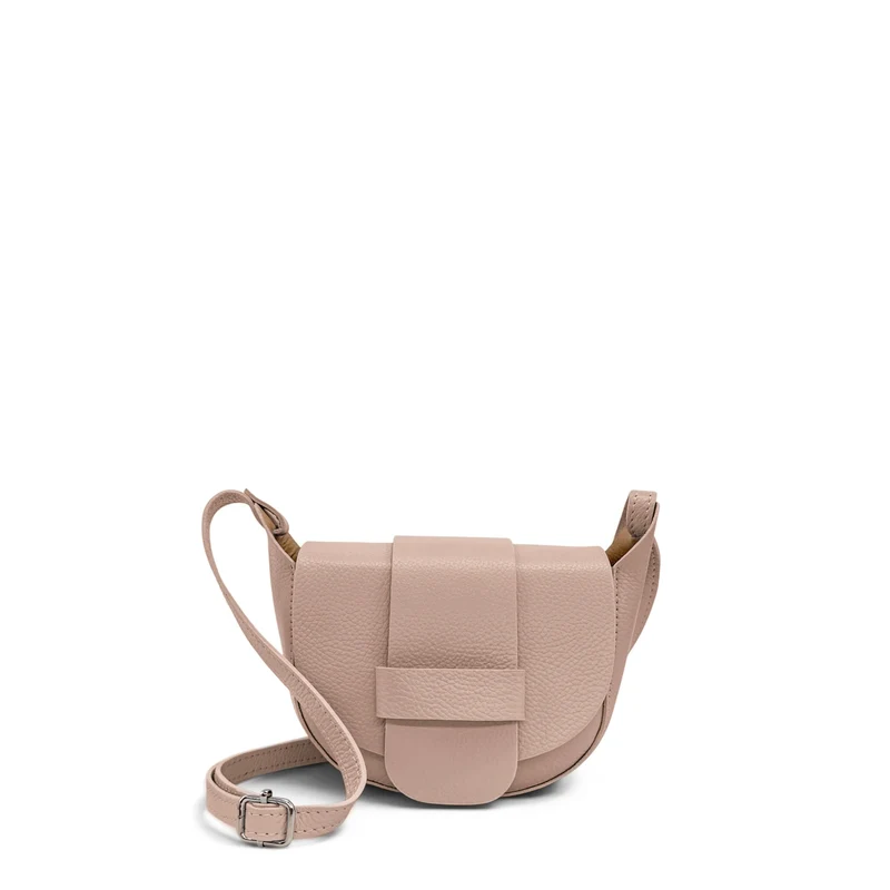 Mini sac besace en cuir grainé LOLLY Rose nude