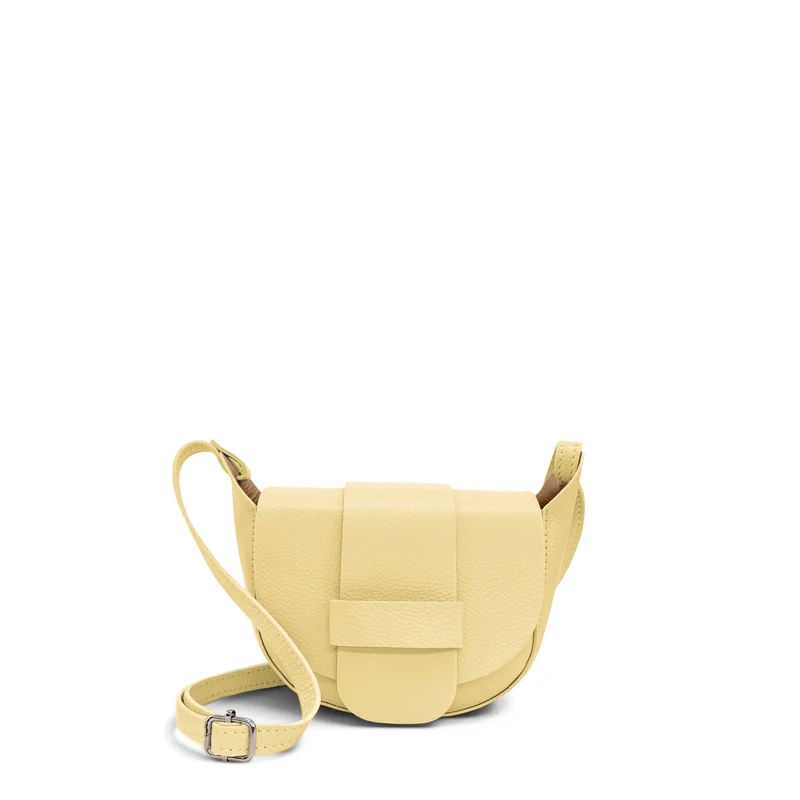 Mini sac besace en cuir grainé LOLLY Jaune pastel