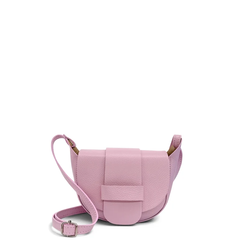 Mini sac besace en cuir grainé LOLLY Rose pastel