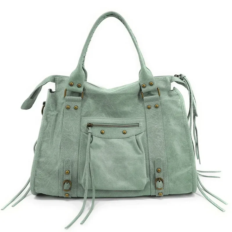 Sac à main en cuir brossé SANDSTORM E.L. SIROCCO Vert pastel
