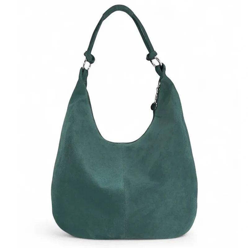 Sac à main en daim LOVE Bleu vert canard