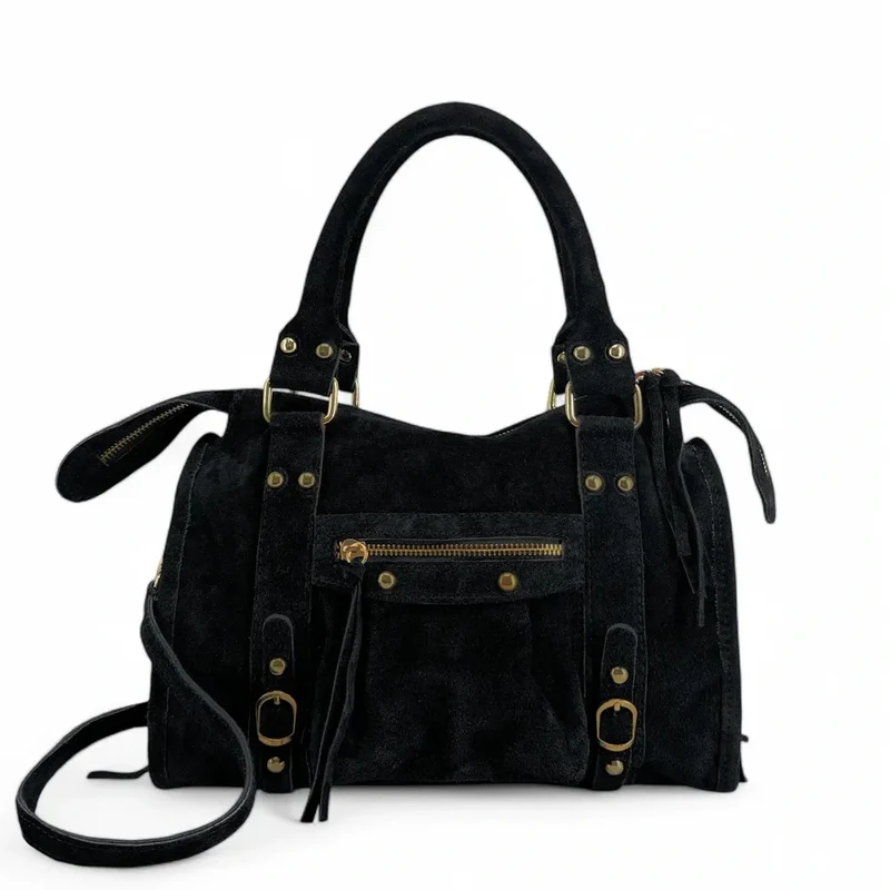Sac à main en daim STORM SUEDE GOLD Noir