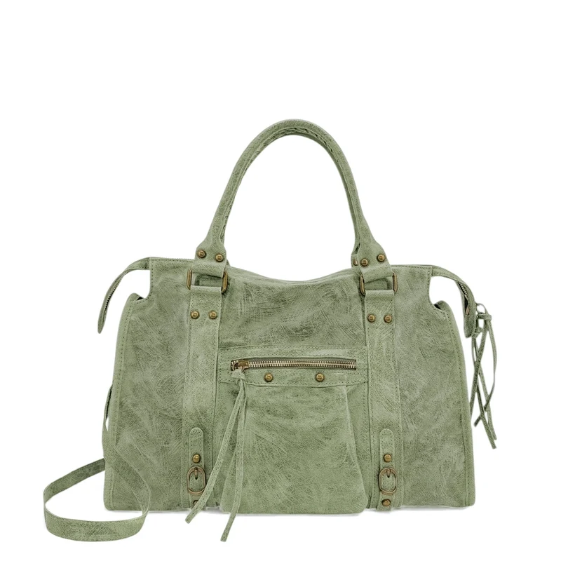 Sac à main en cuir brossé SANDSTORM Vert pastel