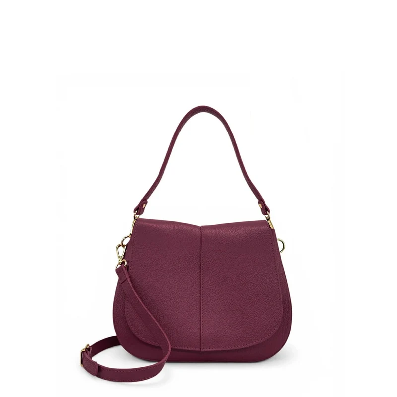 Sac à main en cuir grainé LOUIE Prune