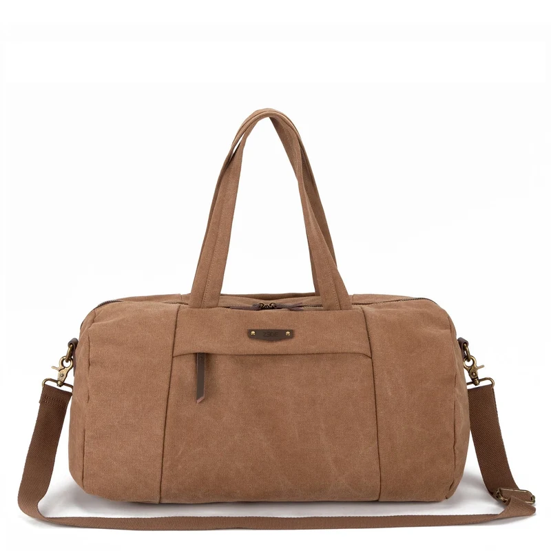 Sac bowling en toile et cuir LEDRU-ROLLIN Marron camel foncé