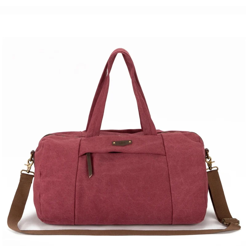 Sac bowling en toile et cuir LEDRU-ROLLIN Rouge bordeaux