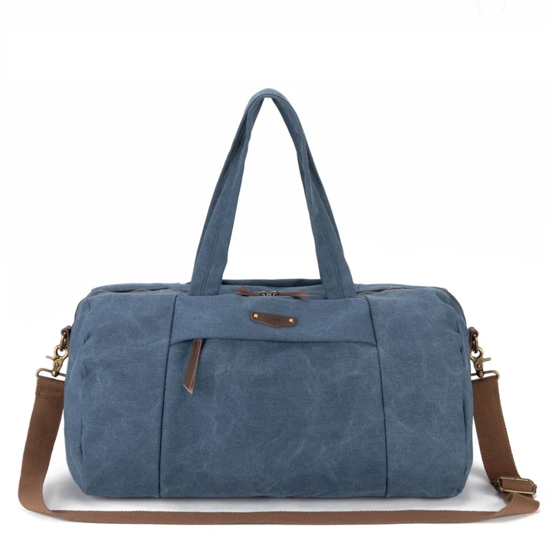 Sac bowling en toile et cuir LEDRU-ROLLIN Bleu denim