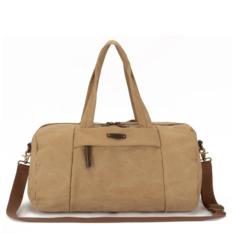 Sac bowling en toile et cuir LEDRU-ROLLIN Beige foncé