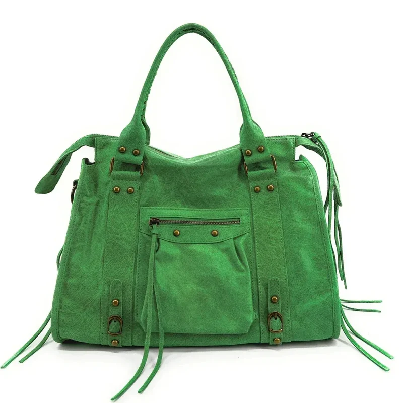 Sac à main en cuir brossé SANDSTORM E.L. SIROCCO Vert anglais