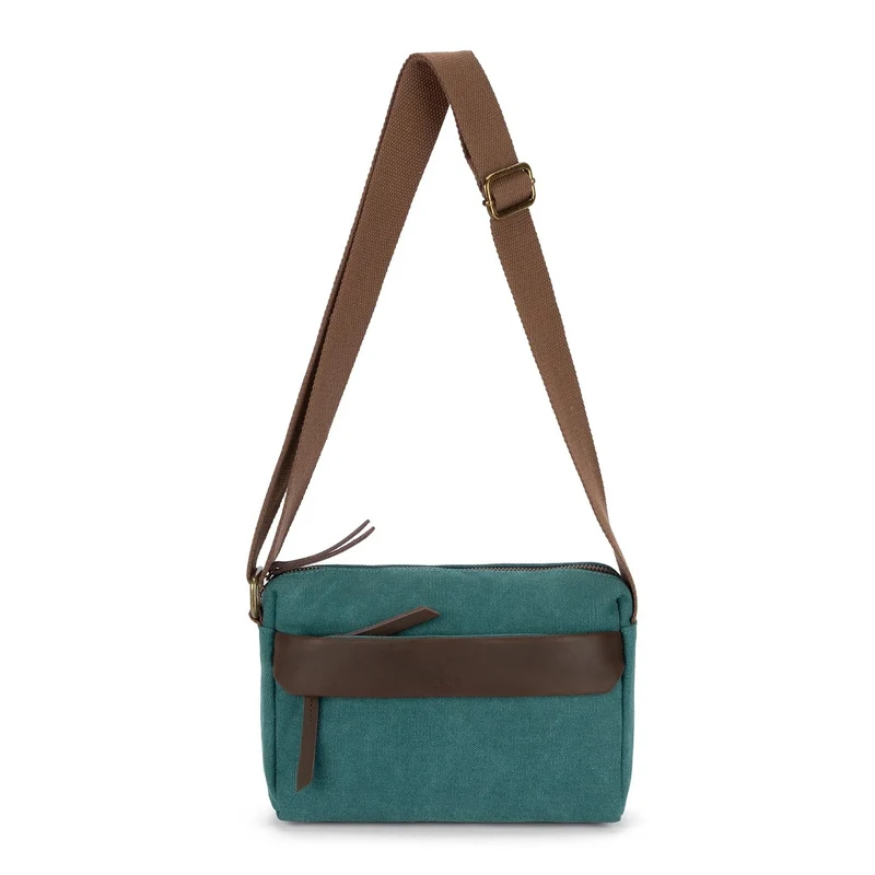 Sac trotteur en toile et cuir GARIBALDI Vert canard