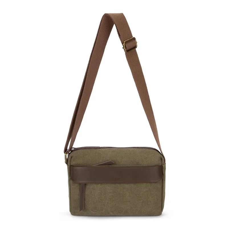 Sac trotteur en toile et cuir GARIBALDI Vert olive