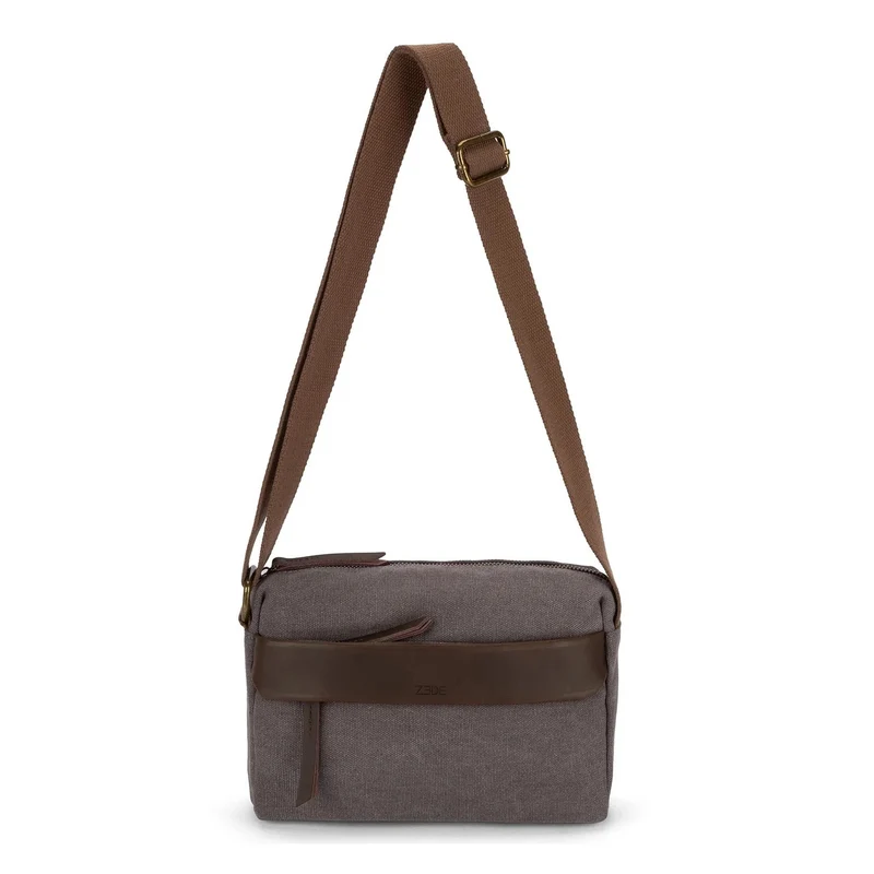 Sac trotteur en toile et cuir GARIBALDI Gris taupé