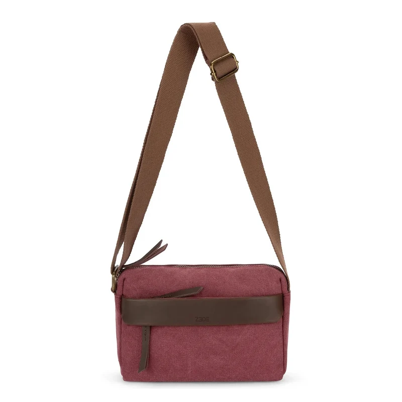 Sac trotteur en toile et cuir GARIBALDI Rouge bordeaux