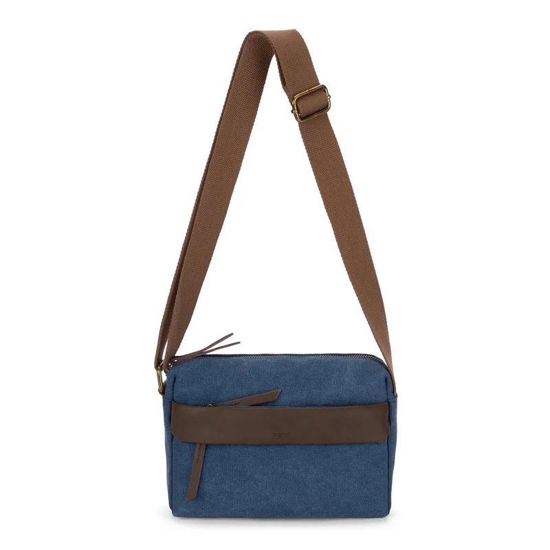 Sac trotteur en toile et cuir GARIBALDI Bleu denim