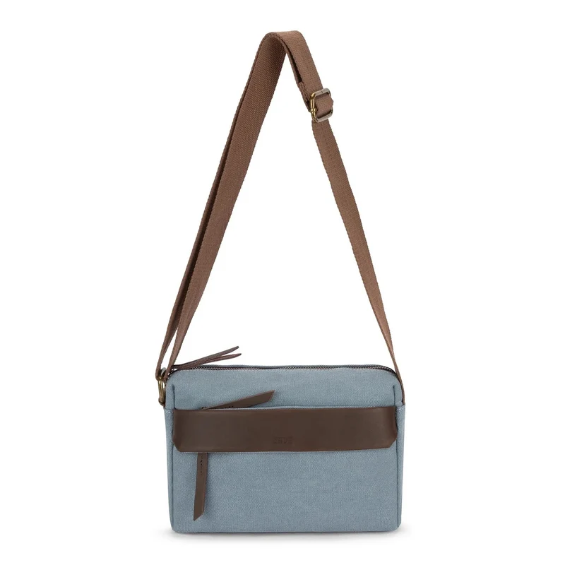 Sac trotteur en toile et cuir GARIBALDI Bleu gris