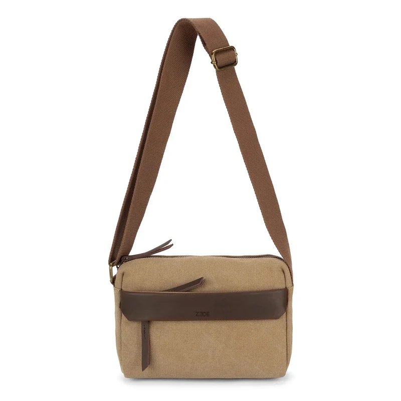 Sac trotteur en toile et cuir GARIBALDI Beige foncé