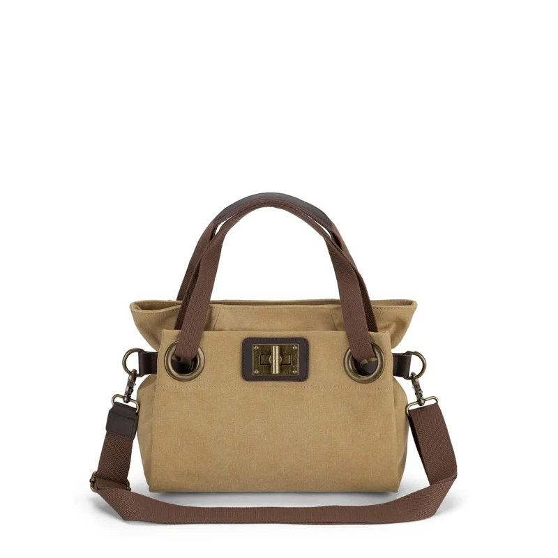 Sac porté épaule en cuir et toile PONT-DES-ARTS MINI Jaune