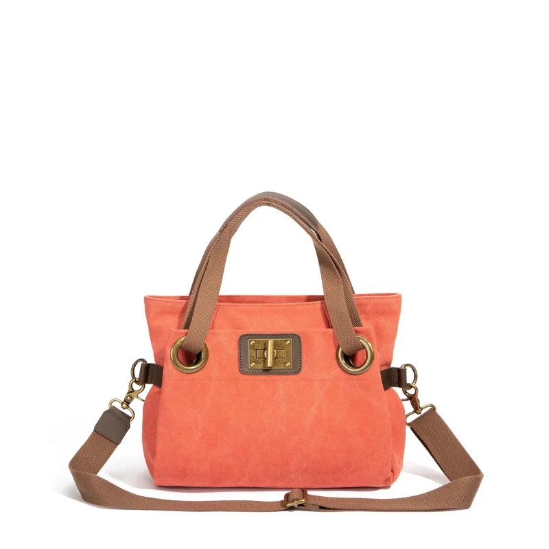Sac porté épaule en cuir et toile PONT-DES-ARTS MINI Rose corail