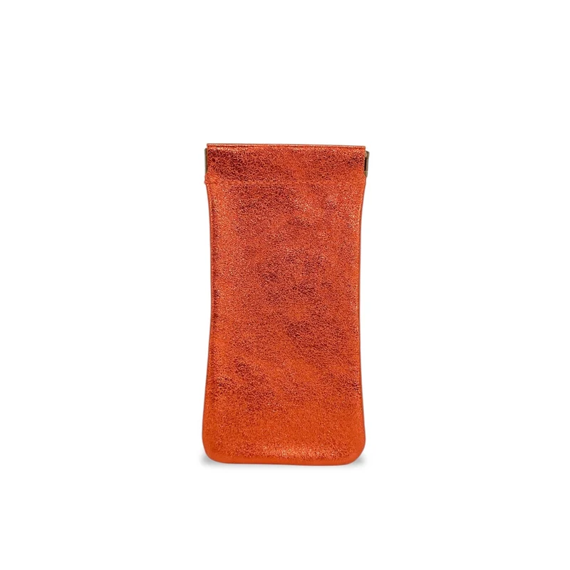 Etui à lunettes en cuir irisé OCULUS Orange mandarine