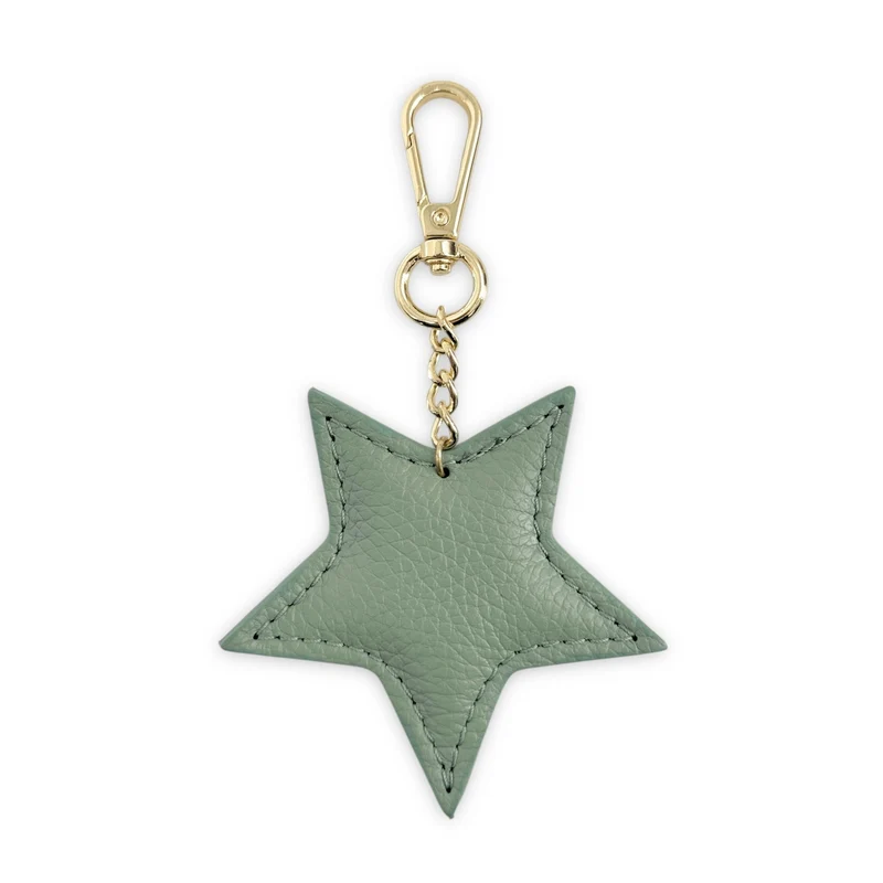 Porte-clés en cuir grainé ETOILE Vert sauge