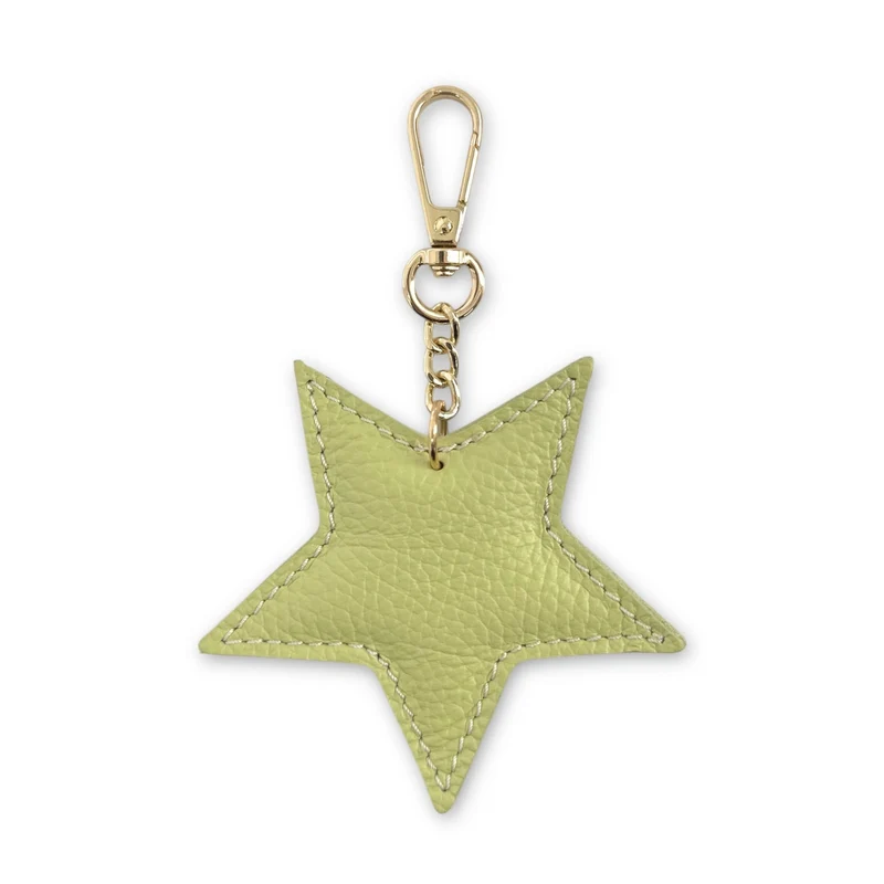 Porte-clés en cuir grainé ETOILE Vert matcha latte